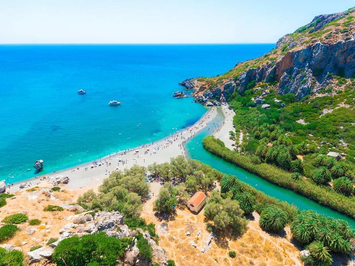 From Heraklion: Full-day Tour to Preveli Palm Beach, Damnioni Beach & Rethymno Town, Greece
