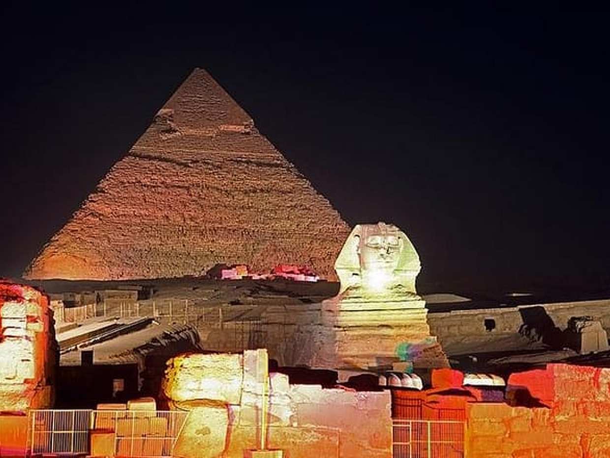 Pyramids of Giza Sound and Light Show from Cairo