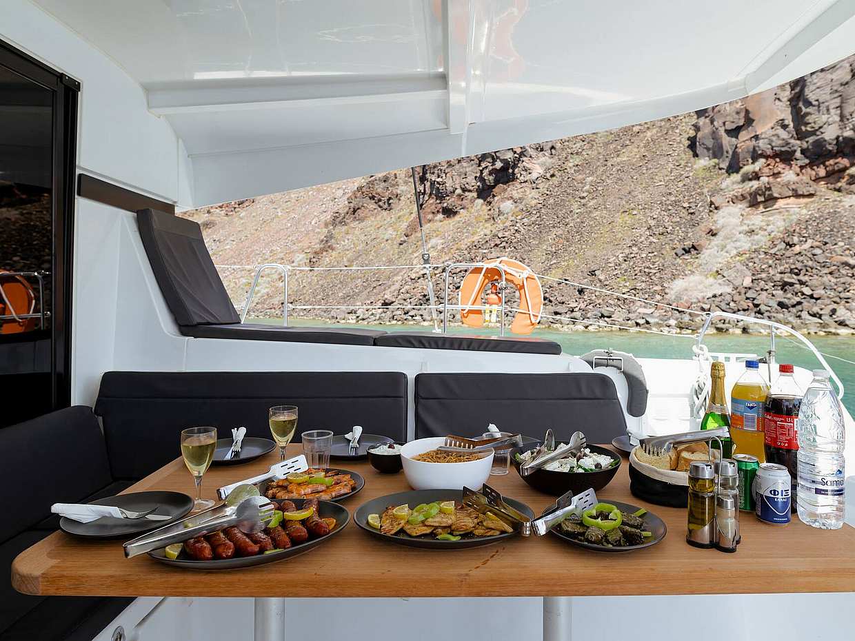 Premium Sunset Sailing Catamaran Experience with BBQ and Drinks in Greece, Santorini, photo 2