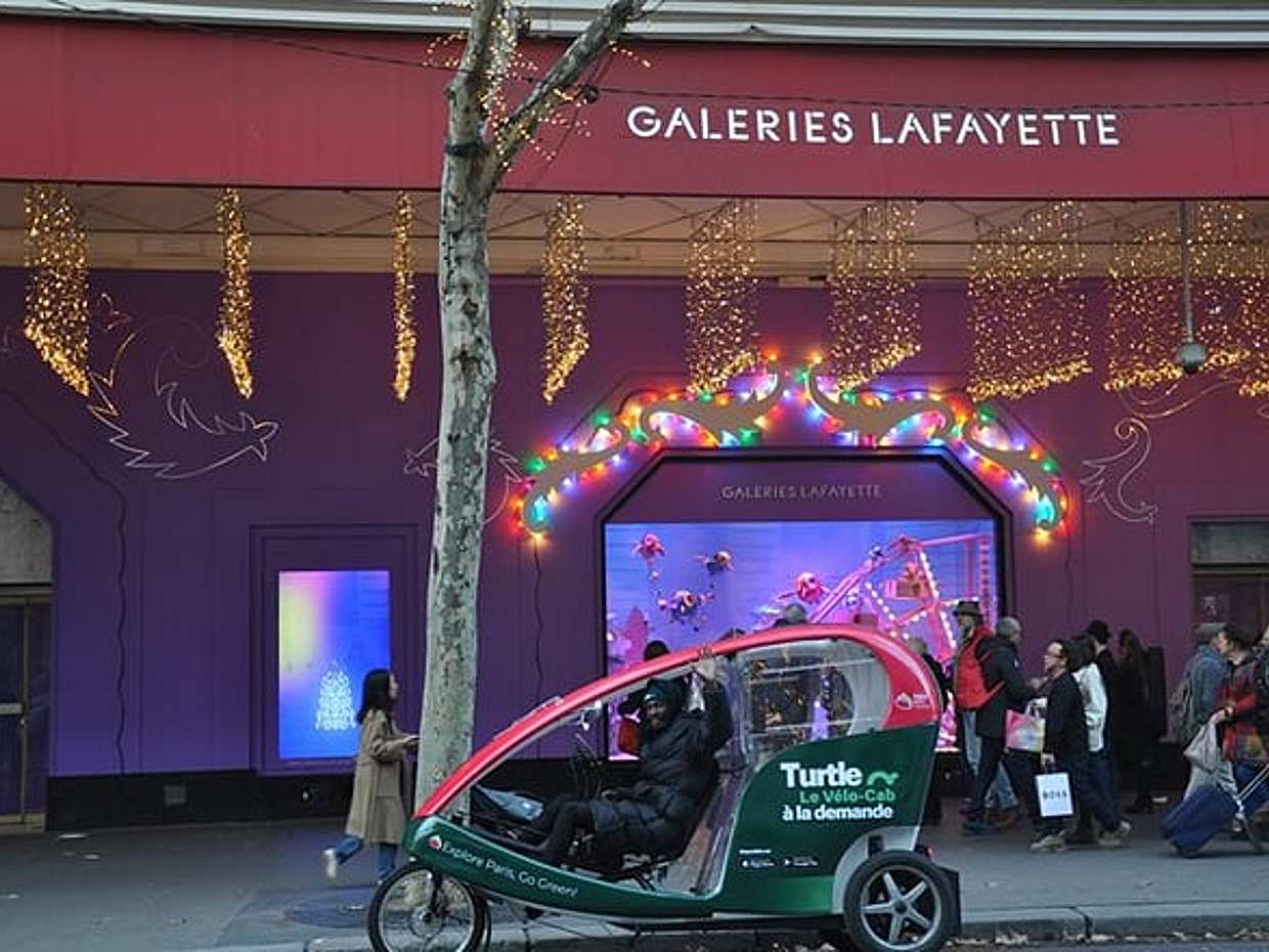 Paris visits Christmas lights on board a cab bike, photo 4