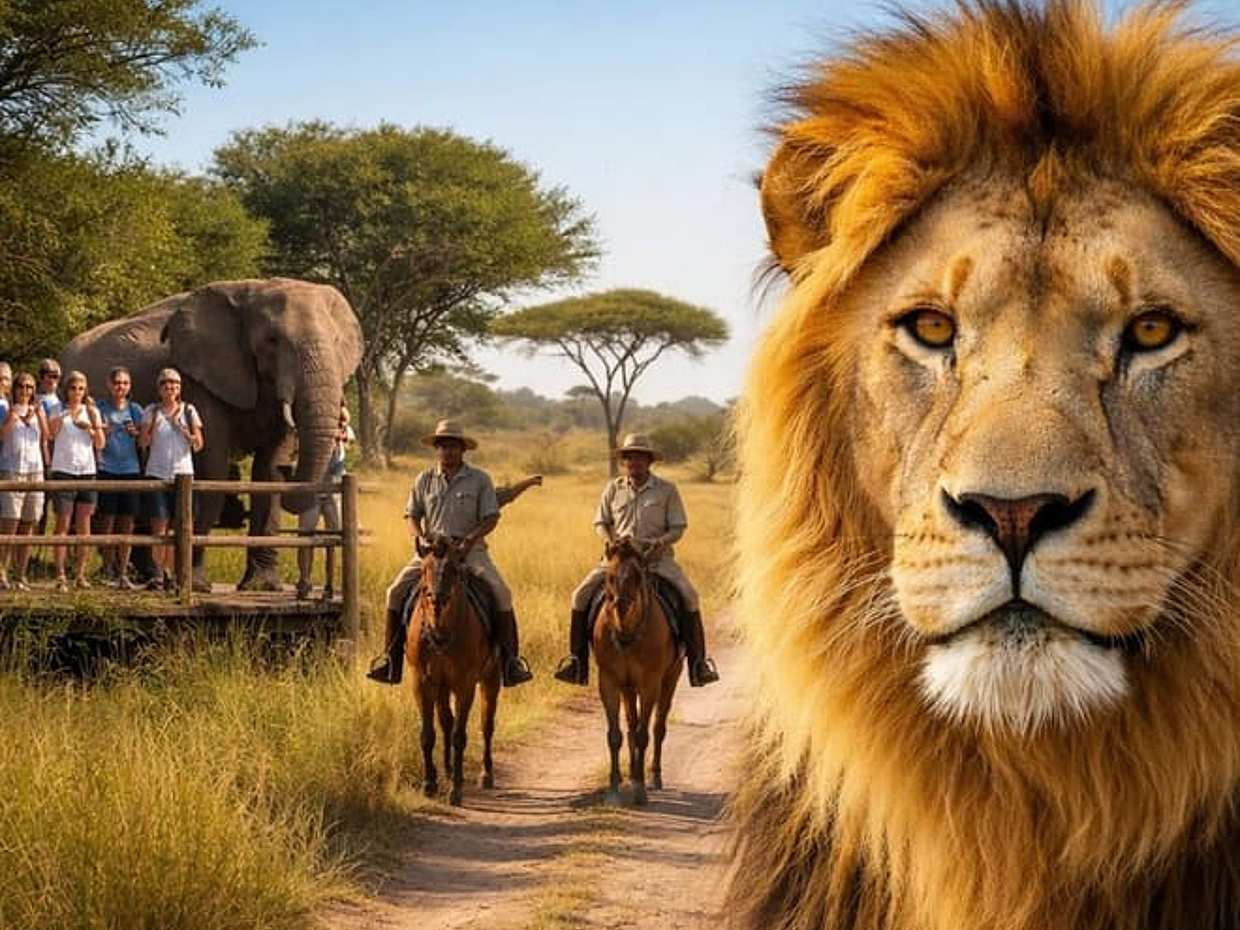 Elephant enrichment, Horseback Safari & Lion Exploration Tour, South Africa