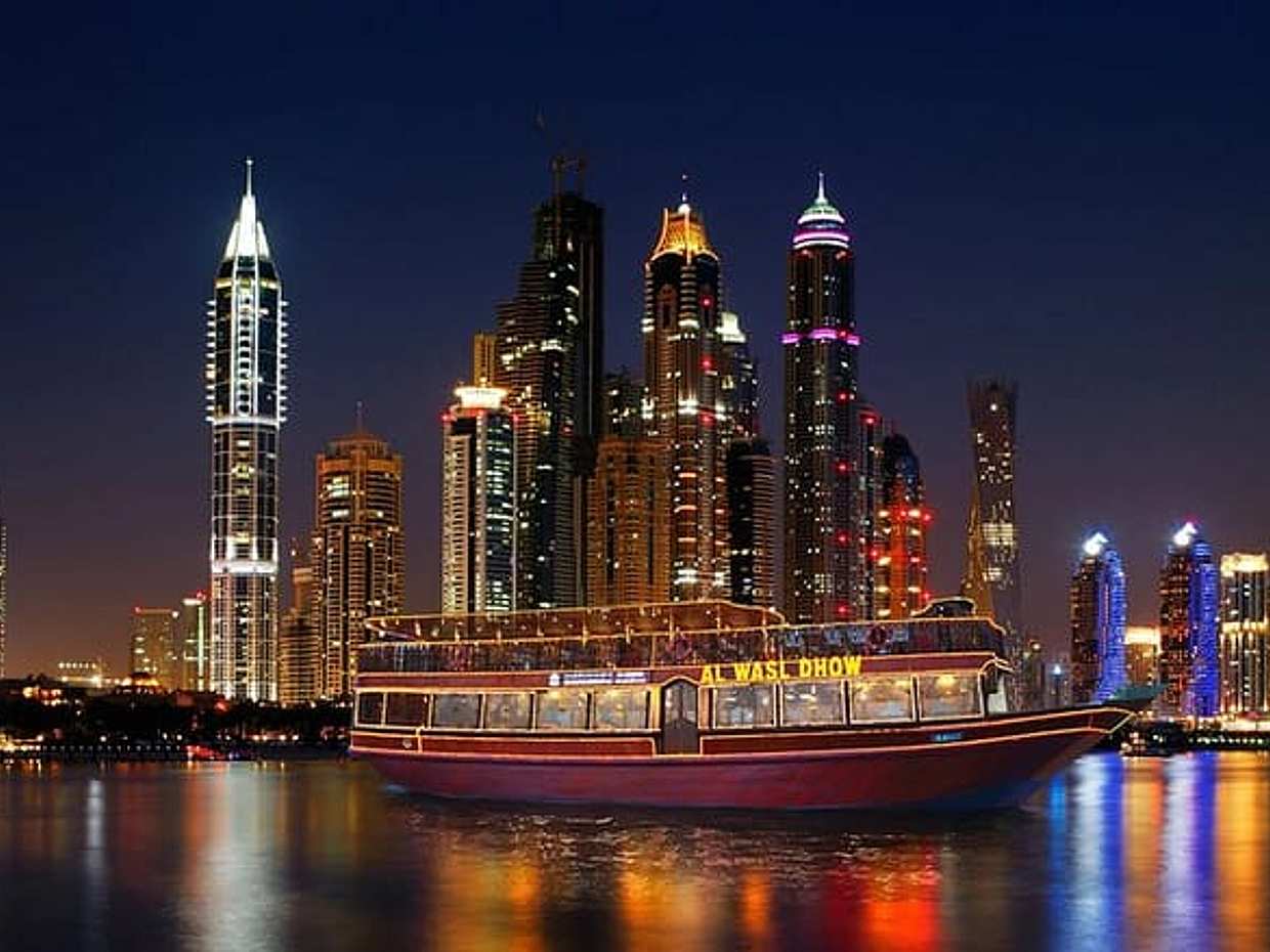 Dubai Dhow Cruise Dinner with Stunning Views of Marina