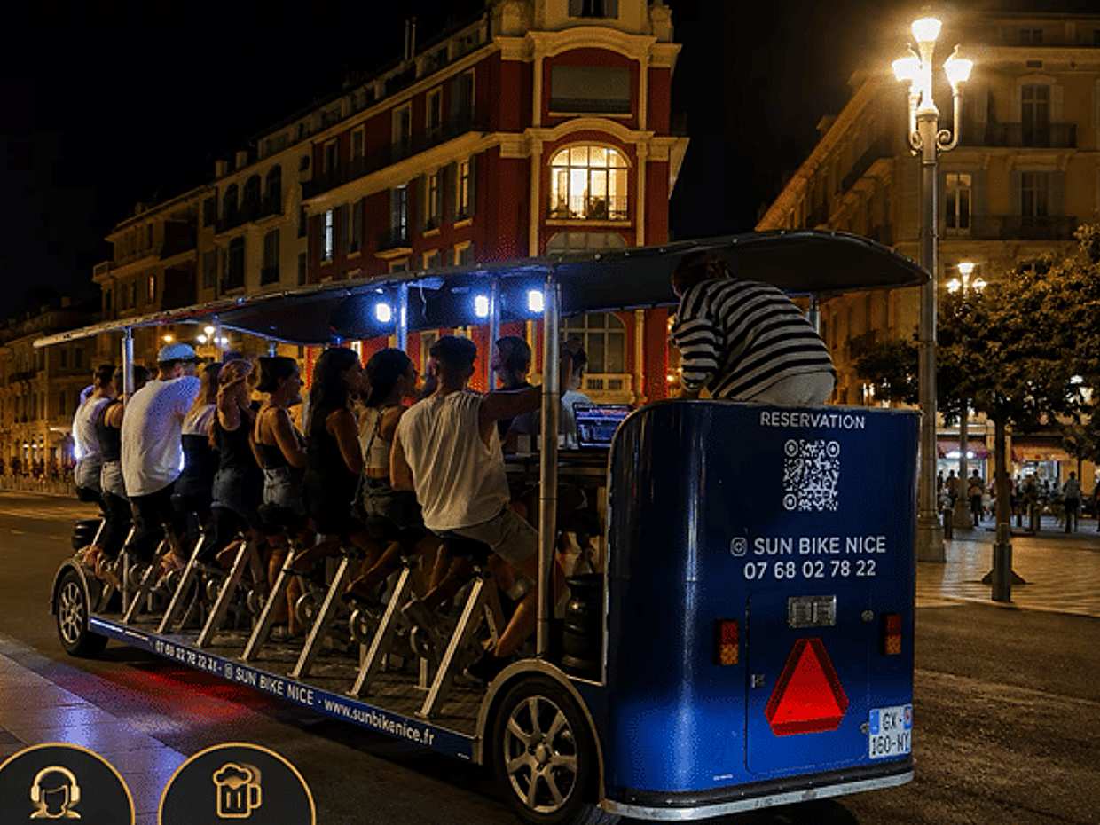 Giant Beerbike tour - 1 hour of Fun in Nice - Your music, your mics to sing, food and alcohol included, photo 2