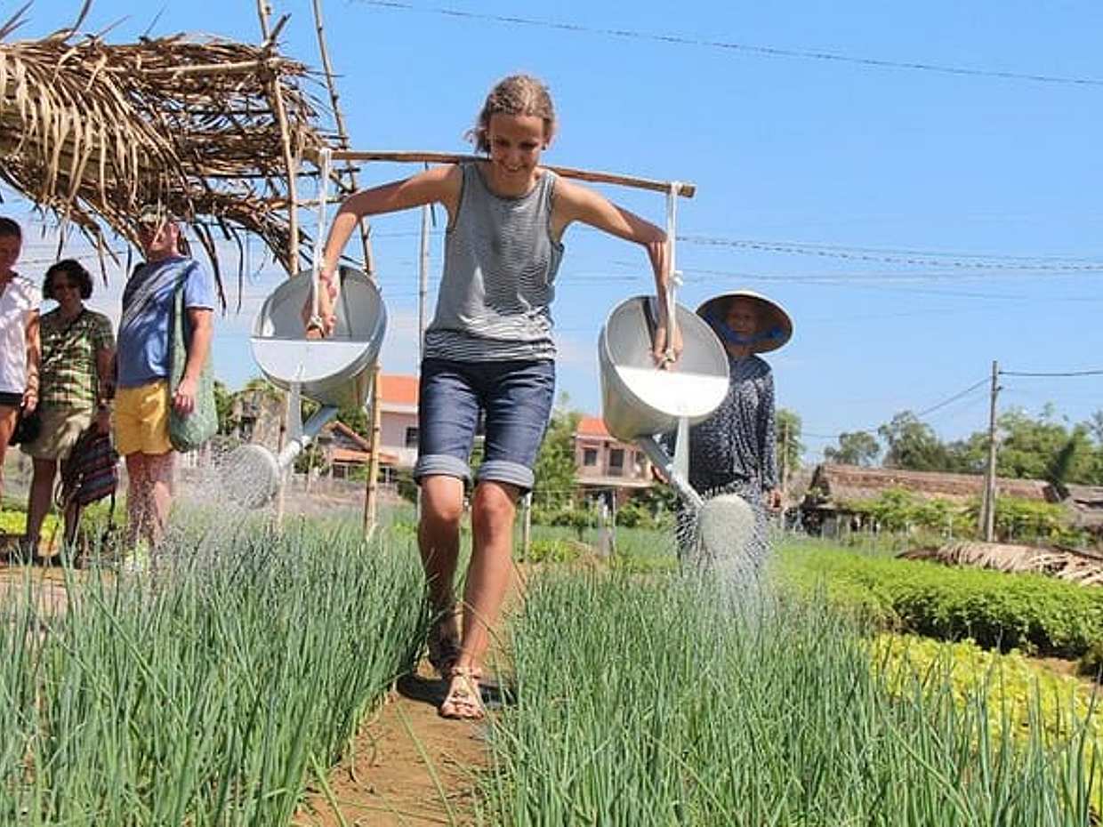 在越南会安的茶园村（Tra Que Vegetable Village）体验园艺和烹饪课程