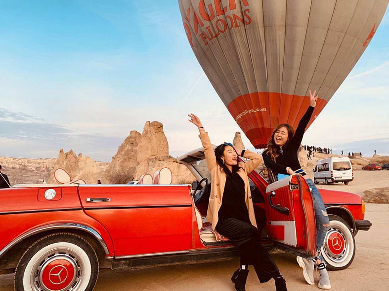 Classic Car Tour with Hot Air Balloons Take-off Point Visit in Turkey, Cappadocia
