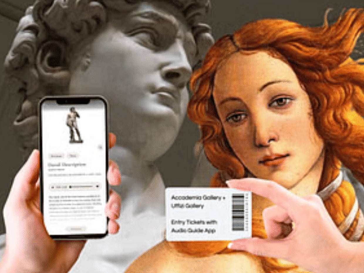 Florence: Accademia H 12 & Uffizi H 15 Reserved Timed Entry Tickets with Multilingual Audio App