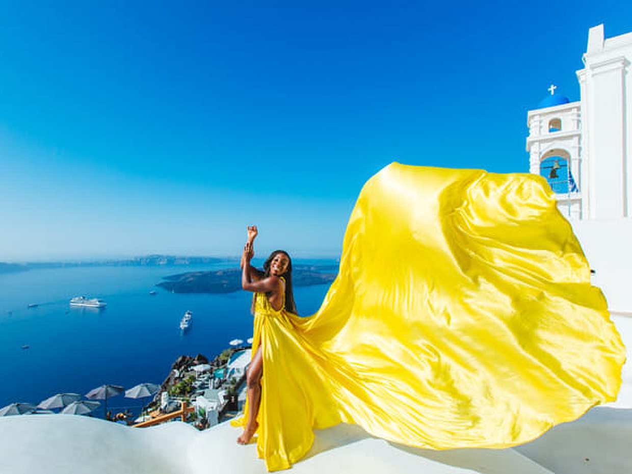 Santorini flying dress photo, photo 4