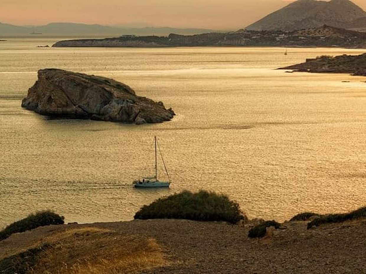 Sunset & swimming at Cape Sounio, Poseidon temple