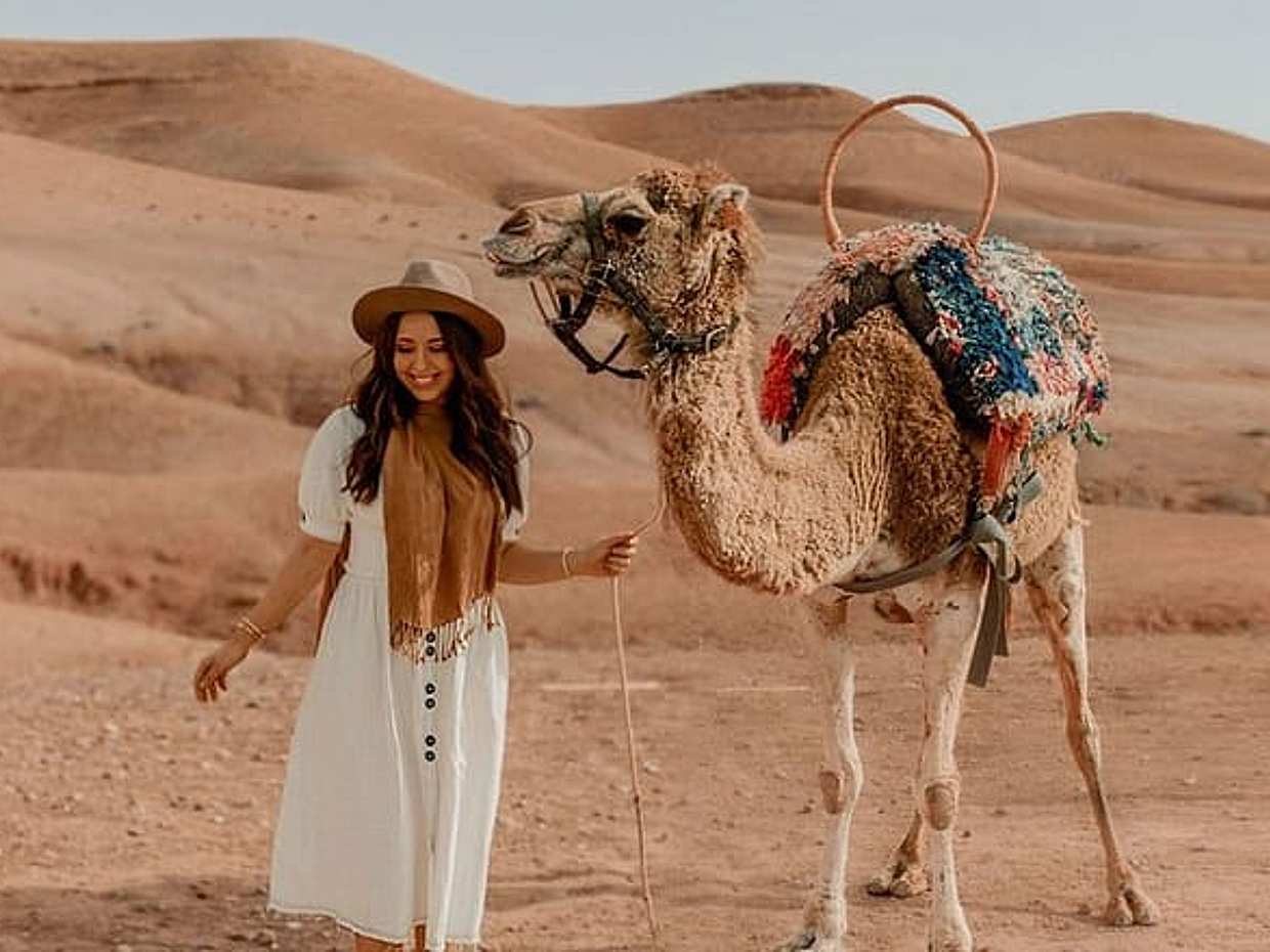 Agafay desert sunset camel ride Tour from Marrakech