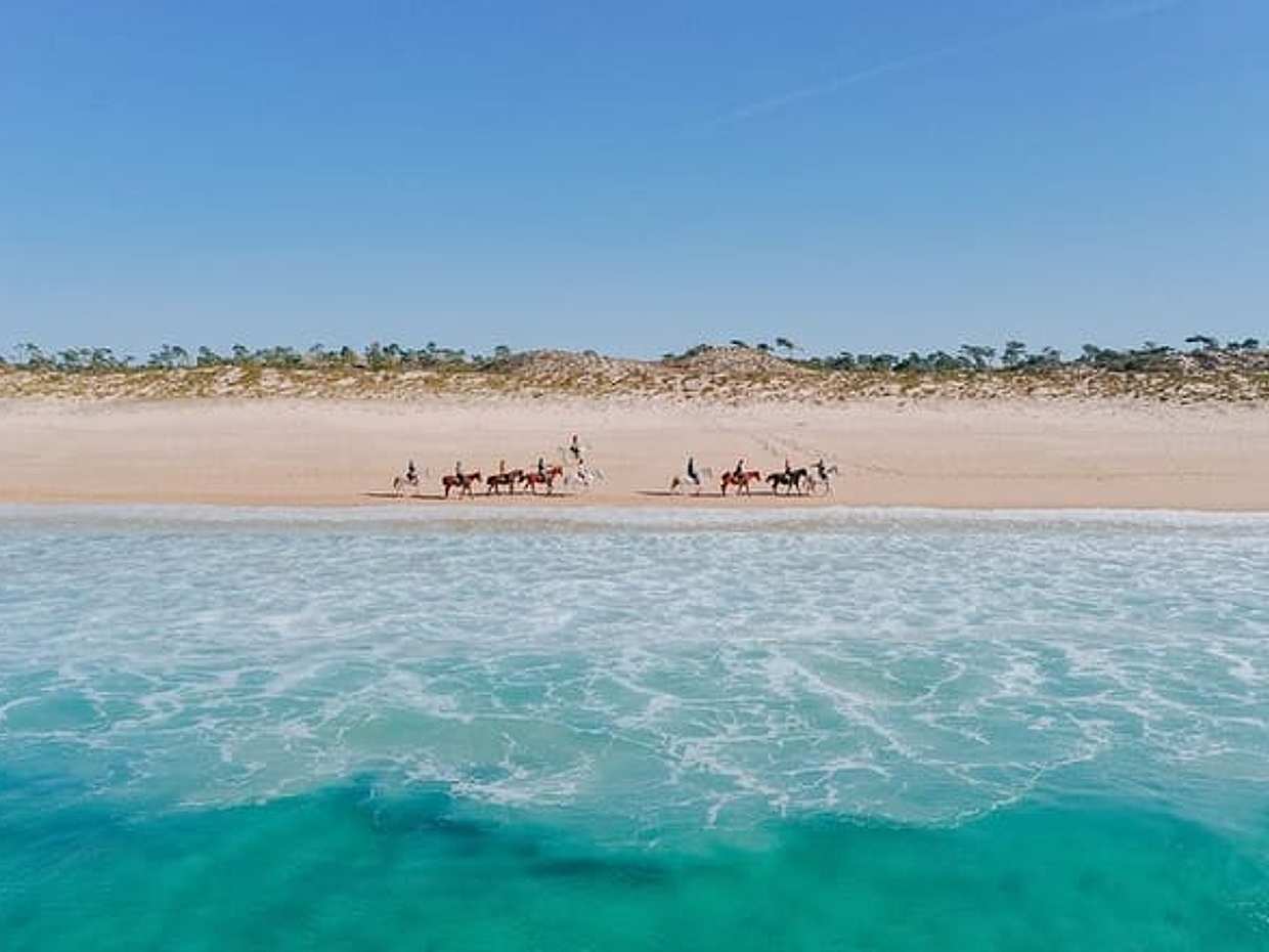 Cavalca sulla spiaggia con transfer privato da Lisbona, in Portogallo.