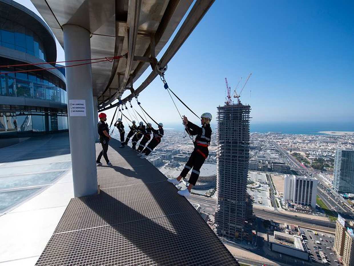 Dubai Sky Views Edge Walk tour & Marina Dhow Dinner Cruise with Private Transfers in United Arab Emirates
