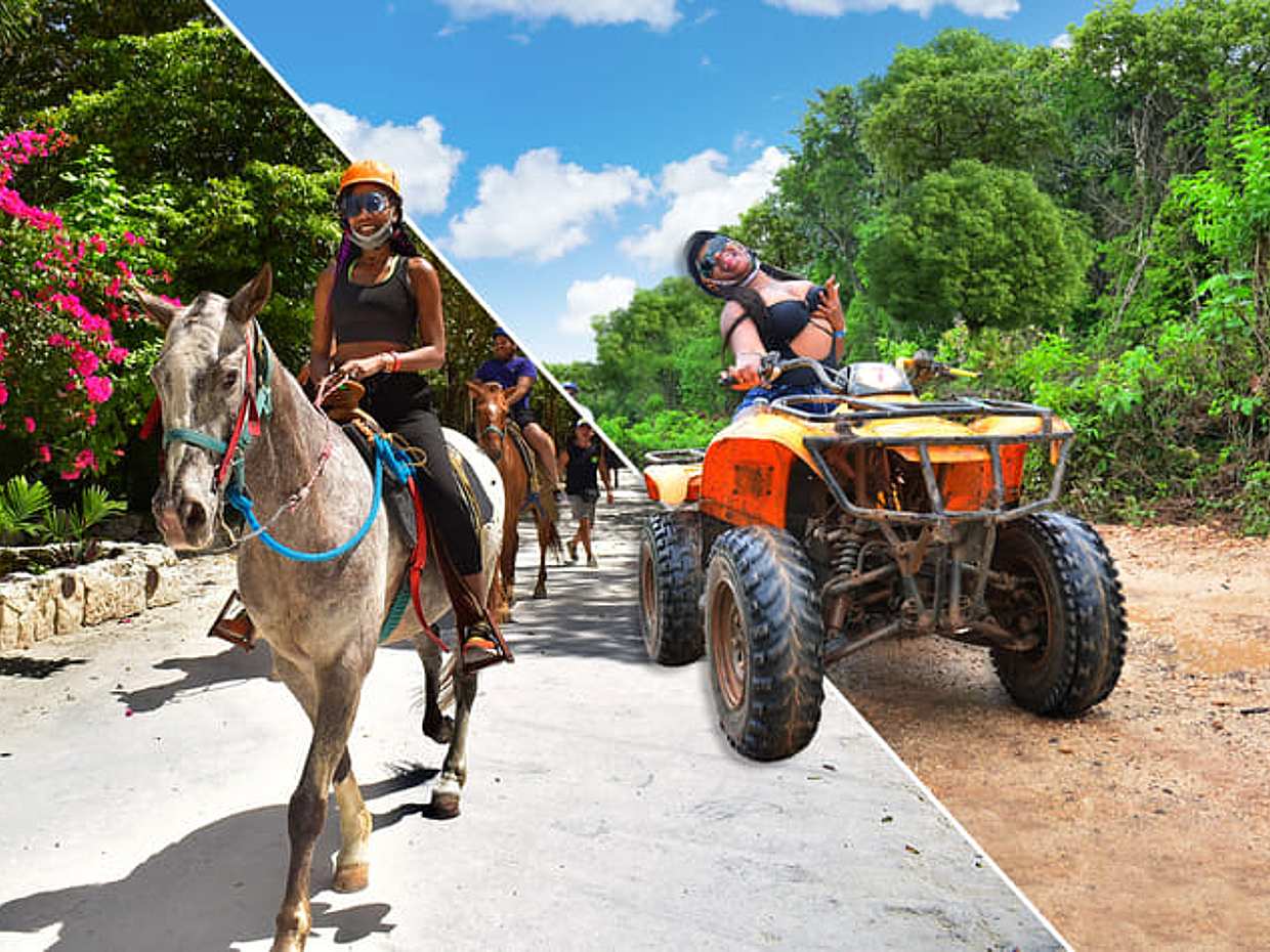 Horseback Riding & ATV Jungle Adventure with Zipline, Cenote & Tequila Tasting 