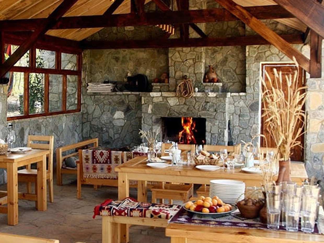 Dinner by the Fireplace at Salty Garden Villa in Georgia