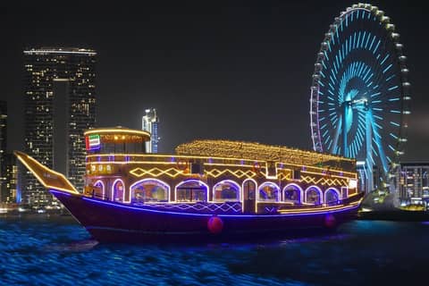 Dubai Marina Dhow Cruise with Dinner and Round Trip Transfers