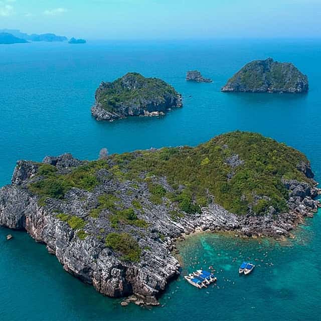 Samui: Parque Nacional Marino de Ang Thong con esnórquel en barco grande
