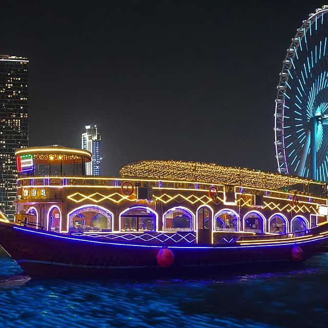 Dubai Marina Dhow Cruise with Dinner and Round Trip Transfers