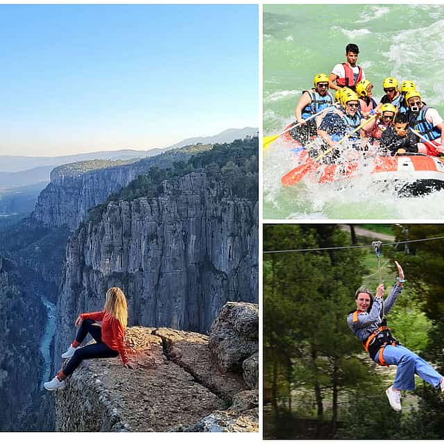 3 in 1 : Eagle Canyon, Rafting and Zipline Tour from Alanya