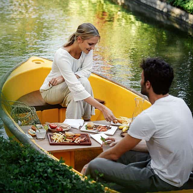 Romantic Picnic Lunch on a Boat for Couple