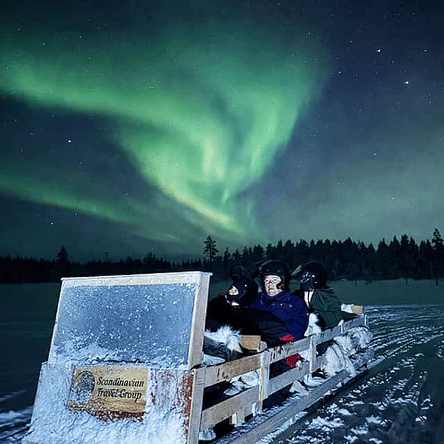 Arctic Night Snowmobile Sled Ride with Campfire, Levi