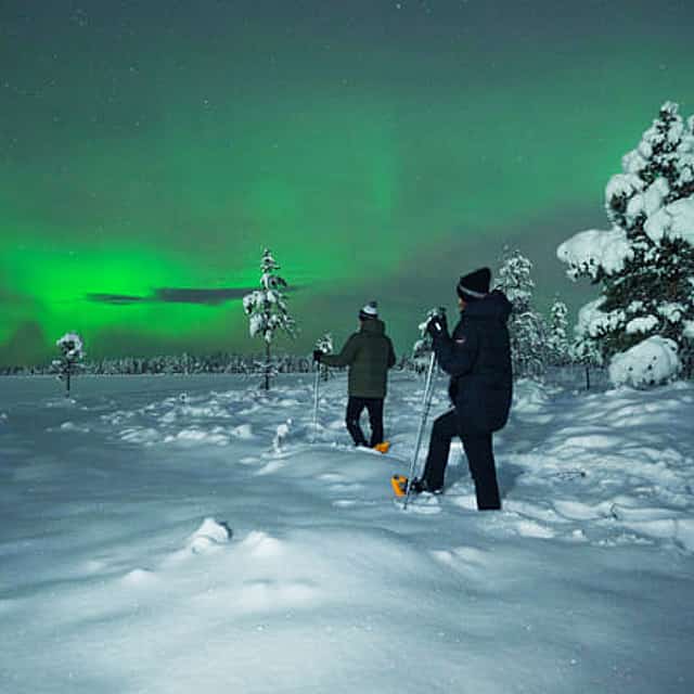 Night Snowshoeing — search for the Aurora, Levi