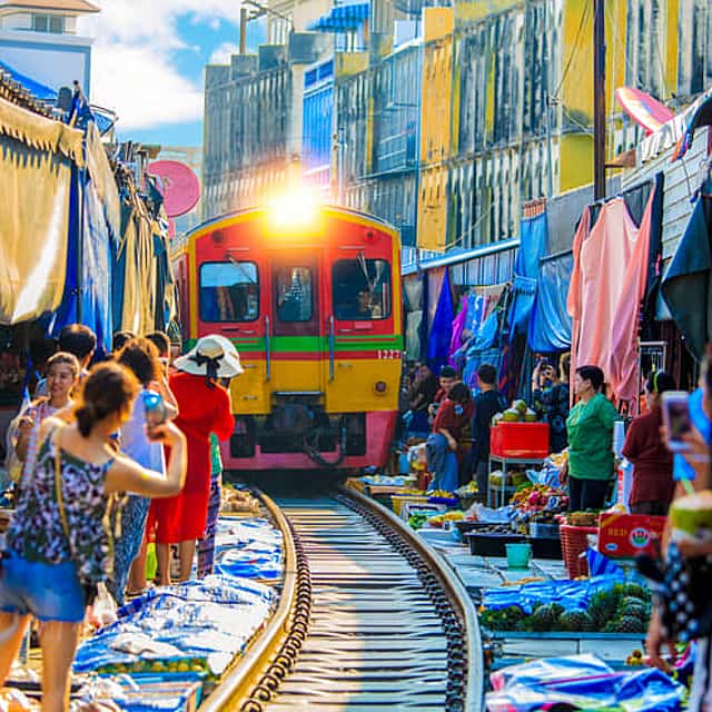Amphawa Floating & Maeklong Railway Train Market Small group tour