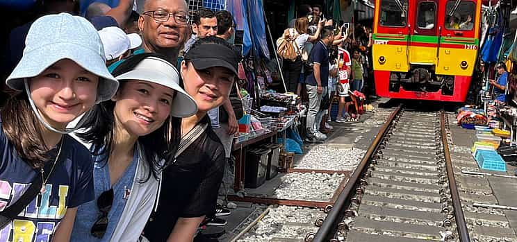 Photo 1 Floating and Railway Market, and Erawan Waterfall from Bangkok (Group Tour)