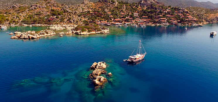 Photo 1 The Sunken Island of Kekova, the Ancient City and the Church of St. Nicholas from Alanya
