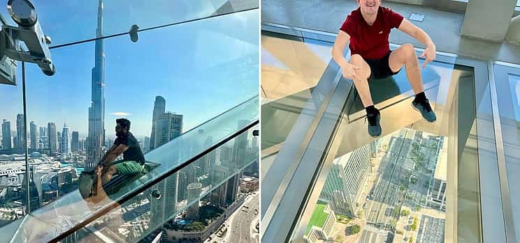 Foto 1 Visita al tobogán de vidrio Dubai Sky View y crucero con cena en dhow por la Marina con traslados privados
